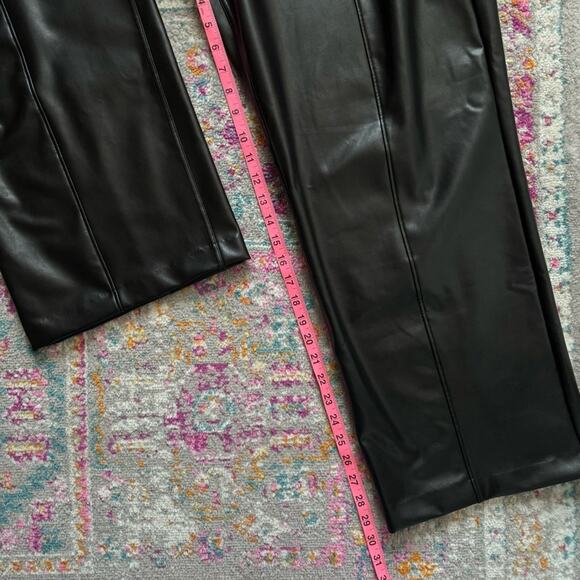Abercrombie & Fitch Vegan Leather Black Straight Leg Elastic Waist Pants Size XL - Picture 7 of 11